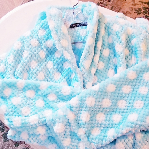 Plush Polka Dot Plush Robe Size Large Noire Jasmine Rose - Picture 13 of 13